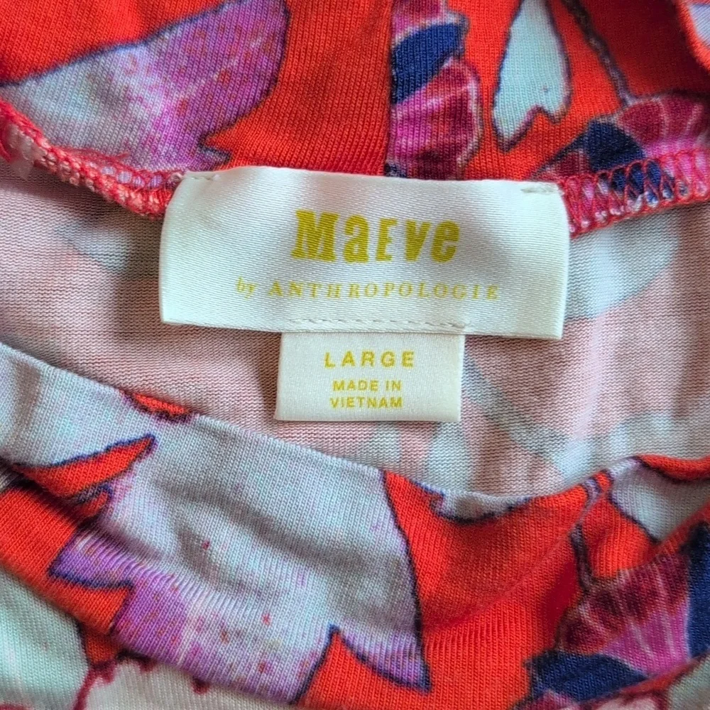 Anthropologie Maeve Cleary Floral Mock Neck Dress Pockets - Women's Large - Picture 3 of 8
